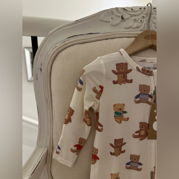 🧸 6~9 Mth Angel Dear Adorable Teddy Bear Print Baby Footie NWT - Picture 4 of 10